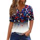 thumbnail image 1 of Blusas de Verano de las Mujeres Casual Gradiente Manga Corta V-Cuello Superior, Ligera Imitación de Tela de Estante para la Primavera Y el Verano Diario Y de Fiesta, 1 of 6