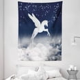 thumbnail image 1 of Fantasy Tapestry, Legendary Unicorn Flying over Clouds Novelty and Purity Icon Magic Creature Image, Wall Hanging for Bedroom Living Room Dorm Decor, 60W X 80L Inches, White Blue, by Ambesonne, 1 of 2