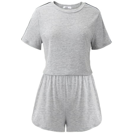 

WBQ Women s Sleepwear Short Sleeve Pajamas Set Raglan Top and Shorts Soft Lounge Set Gray Tag S/US 6