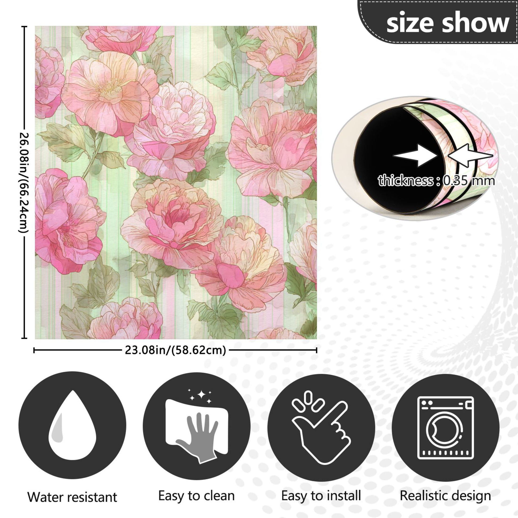 Dishwasher Magnetic Refrigerator Magnet Cover Sticker Home Decorative 23"x26" Roses and Peonies