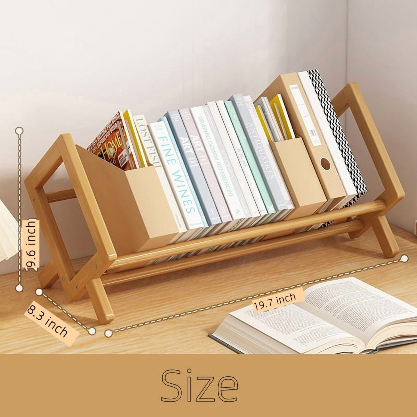 MTYIQS Wood Desktop Bookshelf,Small Bookcase Organizer Tilting Bookshelves Storage Rack Display Stand for Living Room/Office Supplies Storage,Suitable for children, adolescents