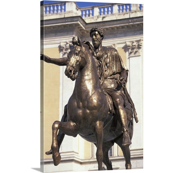 Great BIG Canvas | Walter Bibikow Premium Thick-Wrap Canvas entitled Italy, Rome. Statue of Marcus Aurelius in Piazza del Campidoglio