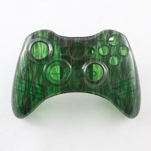 Clear Green Flames Custom Controller Shell for XBOX 360