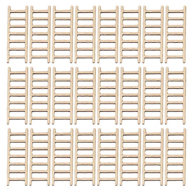 24PCS Simulation Ladder Decoration Wooden Stairs Micro-landscape Adornment