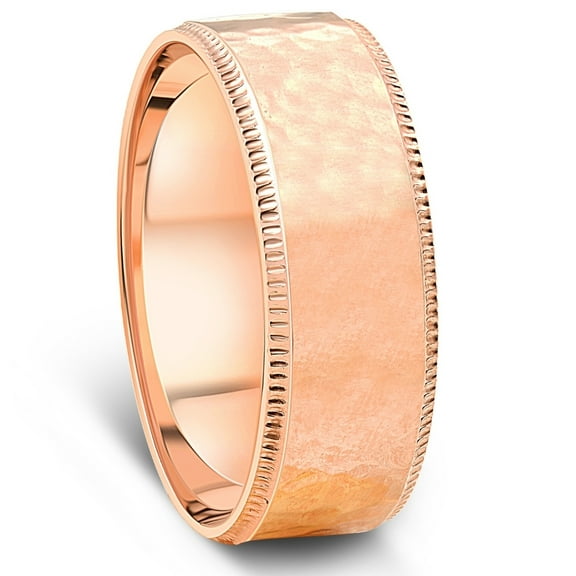 Pompeii Hammered 14K Rose Gold 7mm Wedding Mens Band (,)