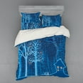 thumbnail image 2 of Ambesonne Forest Bedding Set 3 Pcs, Winter Scenery with Show, Twin, Orange Violet Blue, 2 of 3