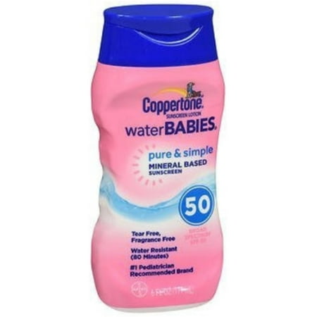 2 Pack - Coppertone Water Babies Pure & Simple Sunscreen Lotion SPF 50, 6 oz