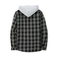 thumbnail image 3 of Bcresic Saving,Men's Flannel Hoodie Shirts Casual Long Sleeve Plaid Jacket Classic Fit Button Down Fall Fashion Shirt with Pocket(Gray,S), 3 of 8