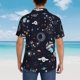 thumbnail image 4 of Balery Galaxy2 Camisas hawaianas de manga corta para hombre, camisas playeras de corte holgado, camisas de vacaciones con botones,Large, 4 of 7