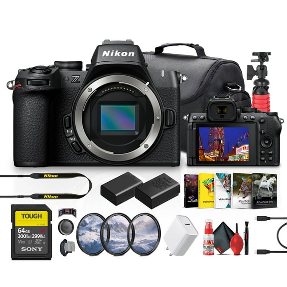 Nikon Z50 II Mirrorless Camera 20.9MP 4K Video Bundle 64GB Card Battery Software Bag Tripod Cleaning Kit (International Model)