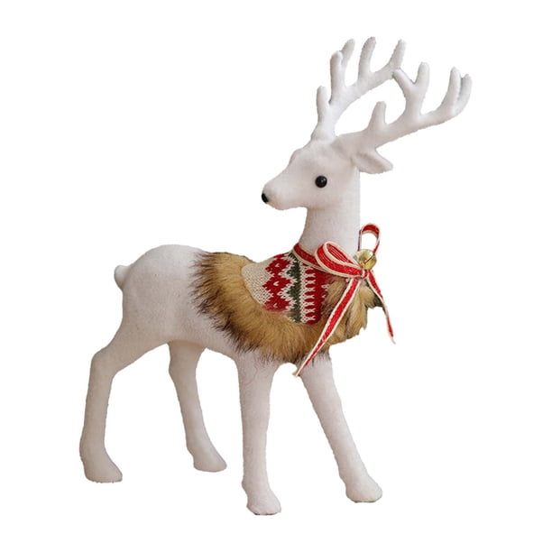 Adornos navideños, regalos navideños, adorno navideño blanco, lazo, muñeca, adornos navideños grandes, decoración de ventana de centro comercial, alce blanco