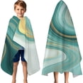 thumbnail image 3 of Blue and Gold Marble Flow Veins Pattern Hooded Bath Towel，60"x35" for Ages 3 To 12 Kids, Quick Dry Lightweight Soft Microfiber Hood Beach Towel Cover Up for Kids, 3 of 7