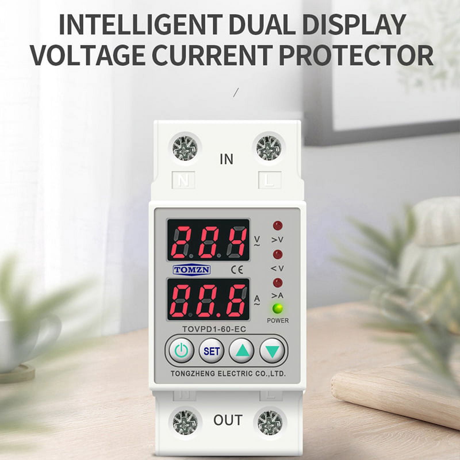 2X Din Rail Dual Display Adjustable Over Voltage Current and Under Voltage Protector Relay 40A 220V 230V