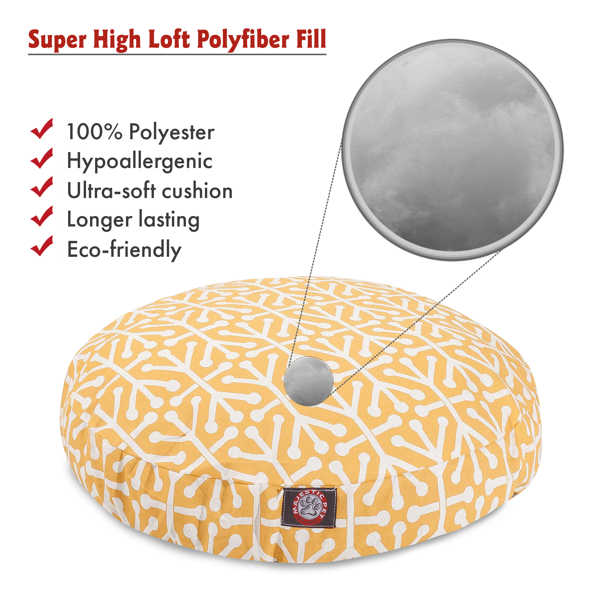 Majestic Pet Aruba Round Dog Bed Treated Polyester Removable Cover Citrus Large 42 x 42 x 5