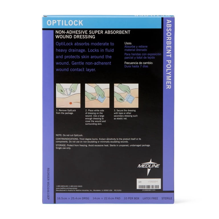 Medline OptiLock Non-Adhesive Super Absorbent Wound Dressings, 3