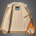 thumbnail image 4 of IYTR Mens Jackets Winter Thickened Corduroy Jacket with Pocket Button Up Lapel Solid Color Long Sleeve Jacket Khaki L, 4 of 4
