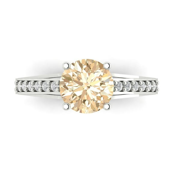 Solitaire with Accents Engagement Ring for Women - 2.21ct Natural Morganite in 14K White Gold Promise Ring
