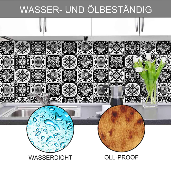 20 Autocollants Carrelage Andiker 15x15 Cm - Adhésifs Imperméables Pour Cuisine & Salle De Bain