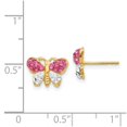 thumbnail image 2 of 14k Yellow Gold Polished Pink White Crystal Butterfly Angel Wings Post Earrings 7x11mm Wide Stud Earring for Women, 2 of 2