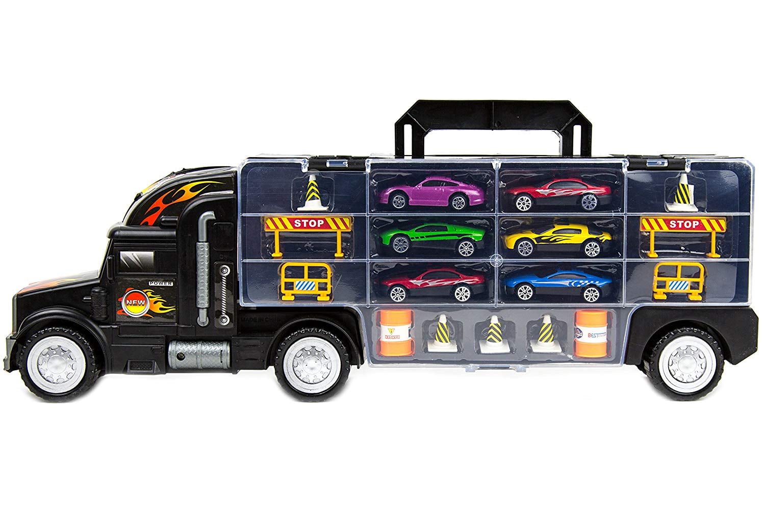Toysery Transport Car Carrier Truck Toy For Kids With 6 Alloy Cars And