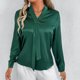 thumbnail image 4 of Camisas de maestra,Blusa de mujer, color liso, cuello vuelto, manga larga, camisa informal de poliéster, corte favorecedor para uso diario, sopatenor, 4 of 7