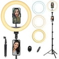 thumbnail image 1 of Selfie Light with Tripod Stand - Dimmable Selfie Ring Light LED Camera Ringlight with Tripod and Phone Holder for Live Stream/Makeup/YouTube Video, Compatible for iPhone Android, 1 of 8