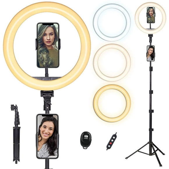 Selfie Light avec Support de Trépied - Lumière Dimmable de l'Anneau Selfie LED Caméra Ringlight avec Trépied et Support de Téléphone pour Live Stream / Maquillage / Vidéo Youtube, Compatible pour iPhone Android