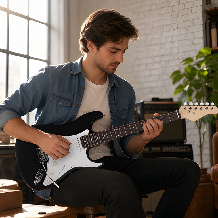AsterOutdoor Rosewood Fingerboard Electric Guitar, Cutaway Black photo 3