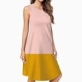 thumbnail image 2 of Pink And Gold Color Block Dress Loose Women'S Dress Beach Dresses With Pockets Dresses For Womens, 2 of 4