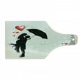 thumbnail image 1 of Wedding Cutting Board, Couple in Love Umbrella Red Hearts Daisies Romance in the Air Celebration, Decorative Tempered Glass Cutting and Serving Board, Wine Bottle Shape, Black White Red, by Ambesonne, 1 of 1