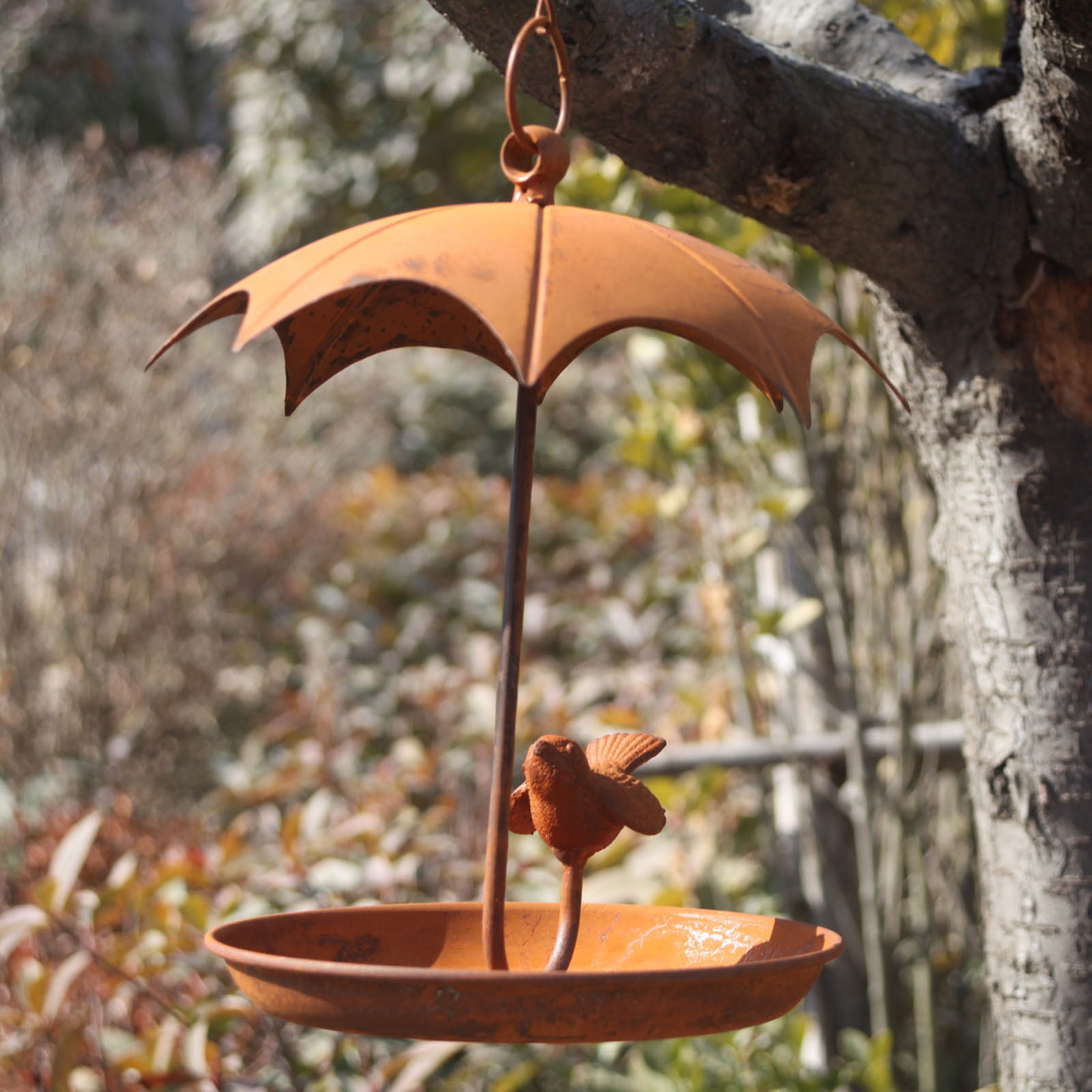 TOPRenddon Window Bird Feeders for Outdoors,Handcrafted Circular Hanging Metal Bird Feeder for Feed and Water Decorative Outdoor Garden Patio,Home Decor Collection