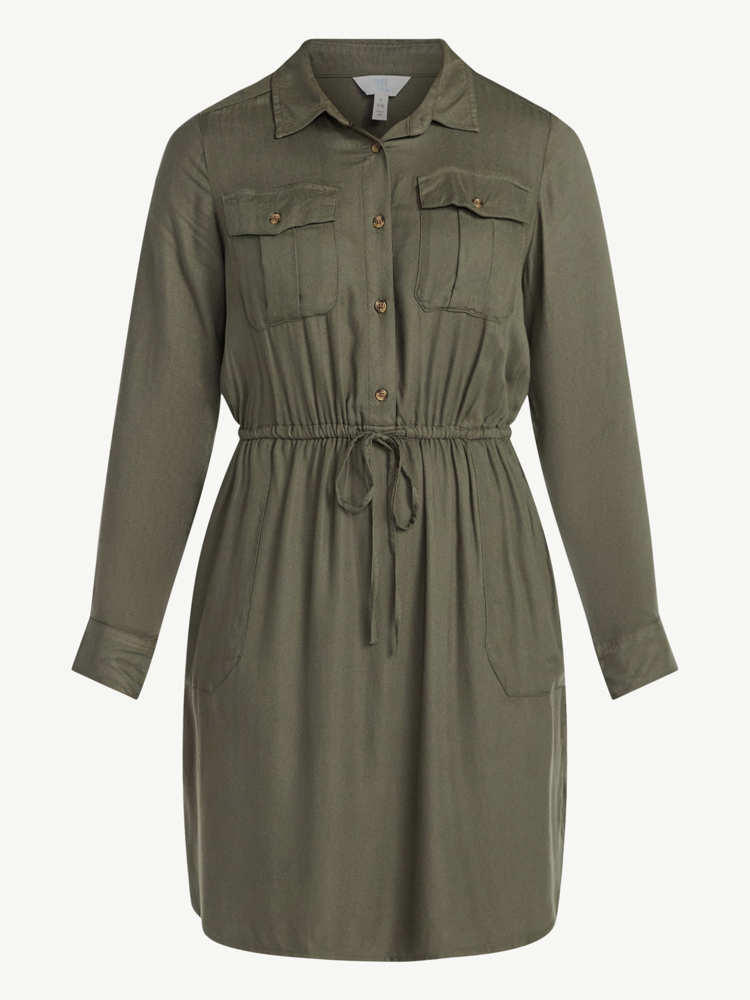 Time and Tru Women’s Soft Chambray Utility Shirt Dress, Sizes XS-XXXL