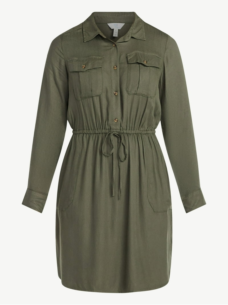 long sleeve utility shirt dress boohoo Women's Tailored Double Layer Utility Shirt Dress