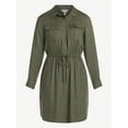 thumbnail image 5 of Time and Tru Women’s Soft Chambray Utility Shirt Dress, Sizes XS-XXXL, 5 of 5