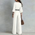 thumbnail image 4 of JoveMarine Womens Jumpsuits High Waist Long with Belt - Versatile Work Daily One Piece, Jumpsuits for Women Dressy Casual Jumpsuit, Formal Jumpsuits for Women for Office,White S, 4 of 4
