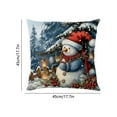 thumbnail image 6 of Snowman Christmas Throw Pillow Cover 18x18 Inch, Festive Red and Blue Holiday Decor Pillowcase with Snowman Scene for Sofa Cushion B, 6 of 6