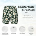 thumbnail image 5 of Lsque Mens Swim Trunks White Daisies and Bee Pattern - Bathing Suit Compression Liner - Beach Swim Shorts Swimwear - (S-3XL) - Stretch Quick Dry -Large, 5 of 9