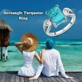 thumbnail image 6 of THOYAS Natural Turquoise Ring for Women 925 Sterling Silver Genuine Rectangle Turquoise Ring Jewelry Gifts for Mom Wife, 6 of 7