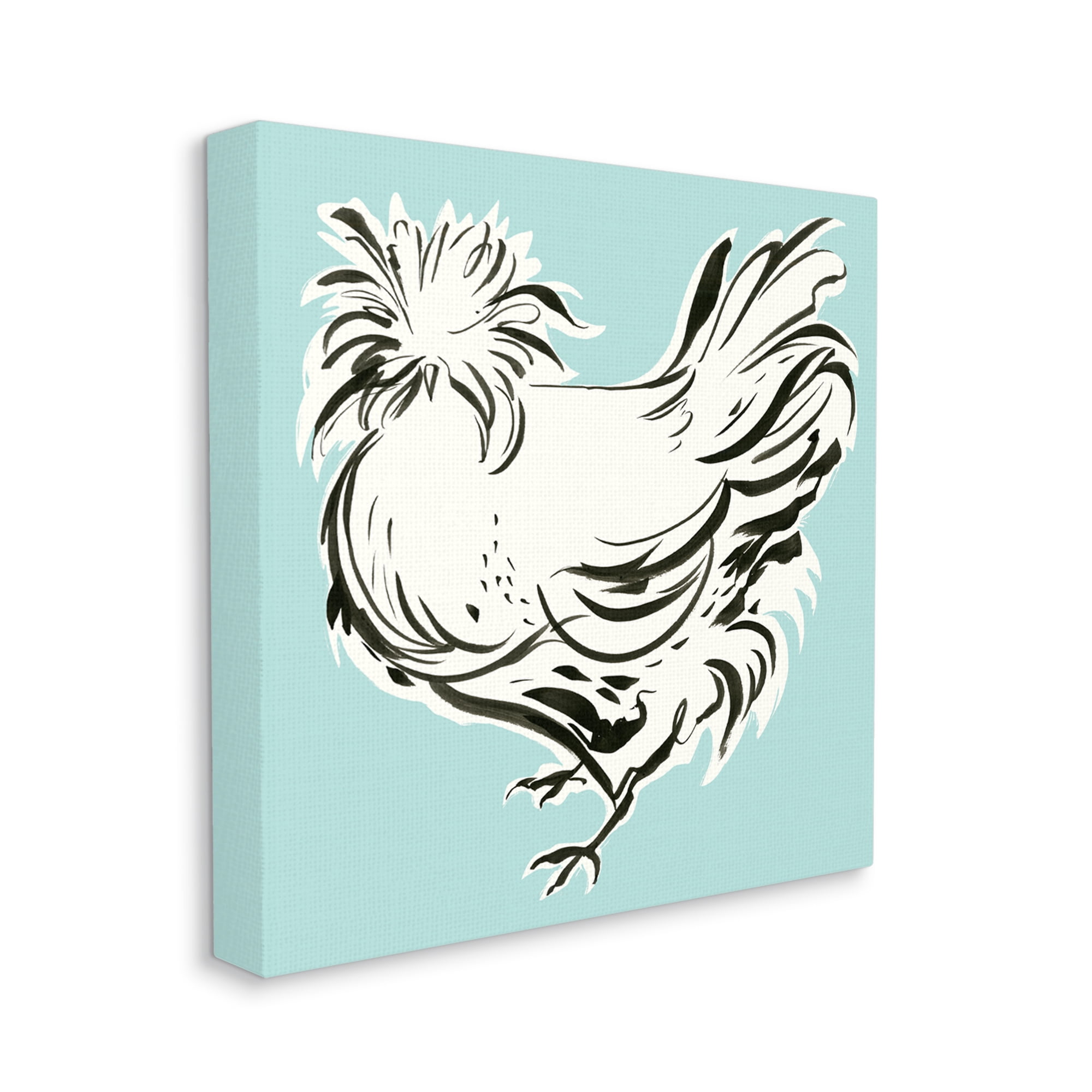 Stupell Industries Modern Chicken on Blue Animals & Insects Painting Gallery Wrapped Canvas Print Wall Art, 17 x 17