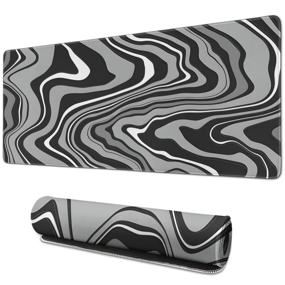 Gray Waves pad Mousewaterproofnon Slip Line Series for Office Home Work Gaminggaming Mouse PadRubber Base Mousepad with Stitched Edges 31.5x11.8inches