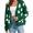 Dark Green, variant on Long Sleeve Women's Open Front Button Down V Neck Knitted Floral Print Sweaters Cardigan