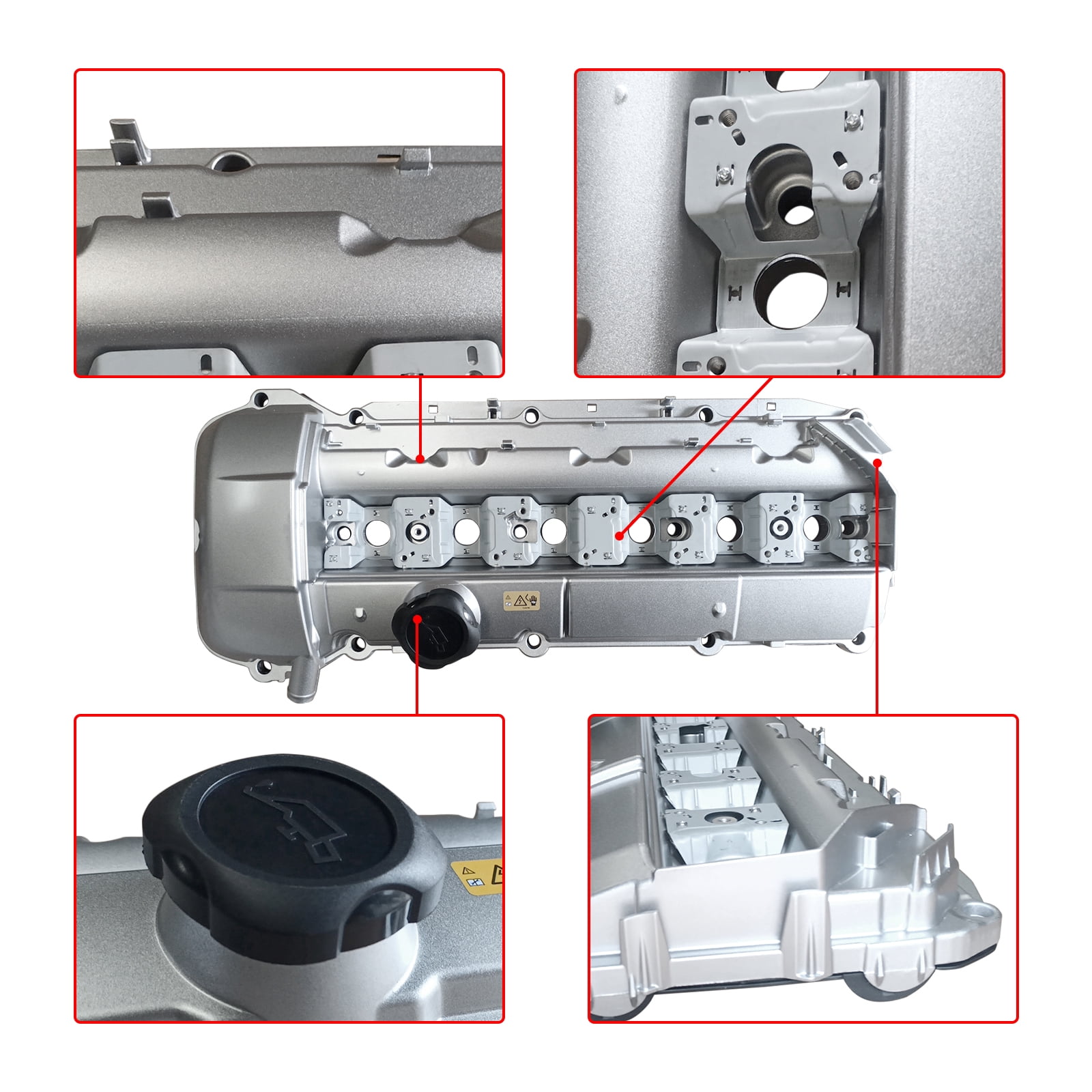 NINTE Aluminum Valve Cover w/ Gasket for 1998-2002 BMW E39 525i 528i E46 325i 328i 330i X5