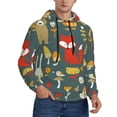 thumbnail image 2 of Honeii Cute Animal Forest Pattern Mens Hoodies Men's Loose Sleeve Sweatshirt,Pullover Hooded Sweatshirt for Men,Essentials Hoodie-Small, 2 of 7