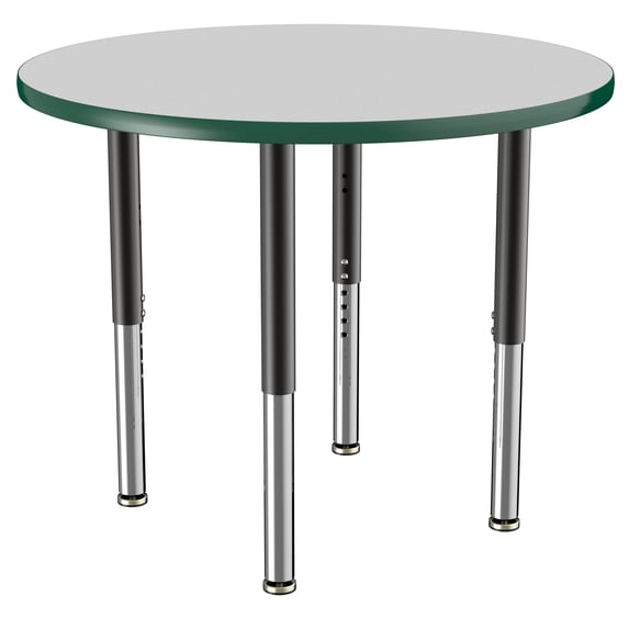 ECR4Kids 36in Round Everyday T-Mold Adjustable Activity Table Grey/Green/Black - Super Leg