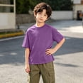 thumbnail image 4 of Acaics Boys Short Sleeve T-Shirt, Kids Oversized Crew Neck Vintage Washed Soft Solid Color Casual Top, Fashion Street Outfit for Summer Daily Wear, 4 of 8