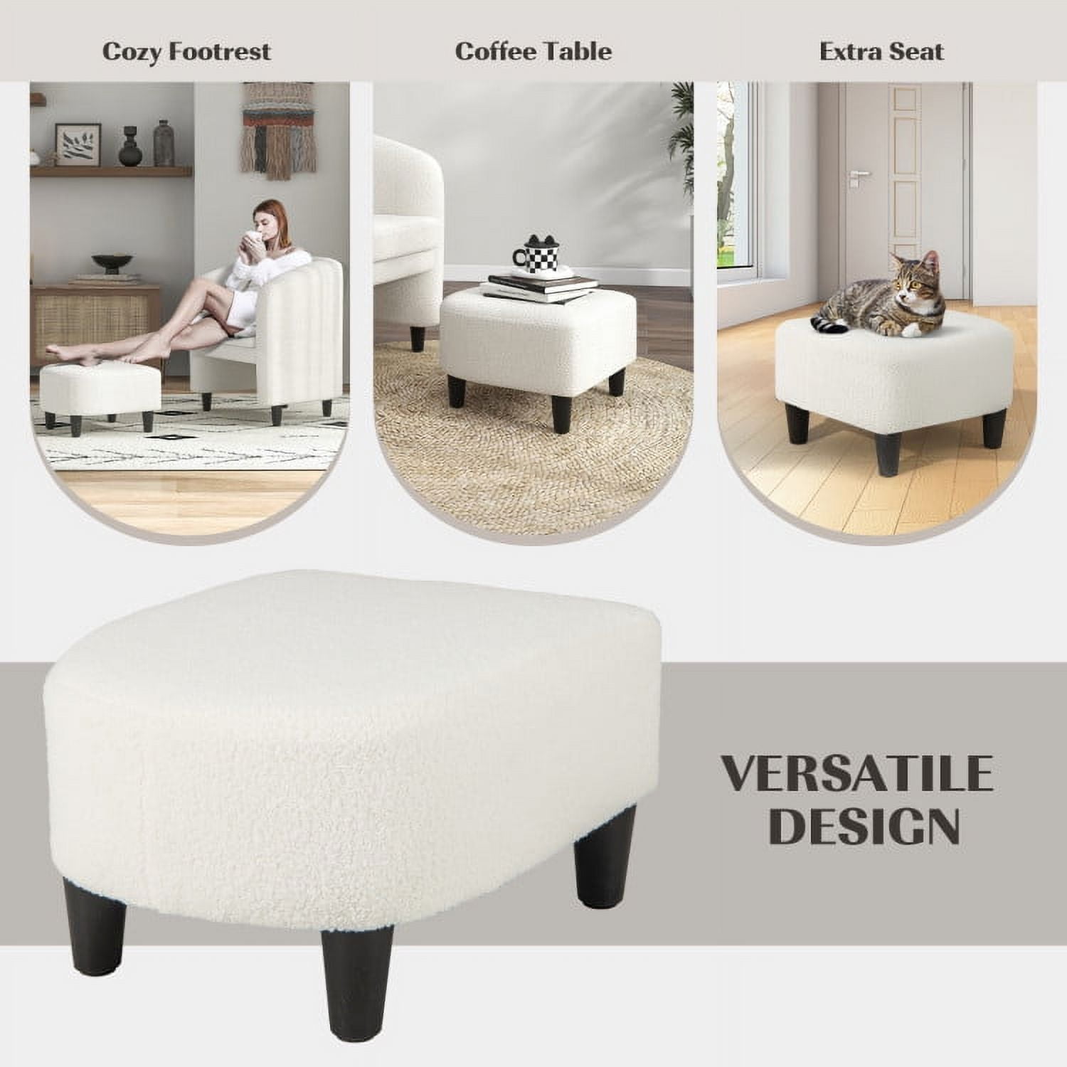 Finihen Accent Chair, Modern Upholstered Accent Chair, Modern Upholstered Barrel Teddy Velvet Chair with Ottoman, for Living Room, Bedroom, Beige Finihen Accent Chair, Modern Upholstered Accent Chair, Modern Upholstered Barrel Teddy Velvet Chair with Ottoman, for Living Room, Bedroom, Beige