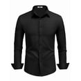 thumbnail image 2 of COOFANDY Mens Black Dress Shirt Long Sleeve Button Down Shirts Collared Shirt for Men, 2 of 6