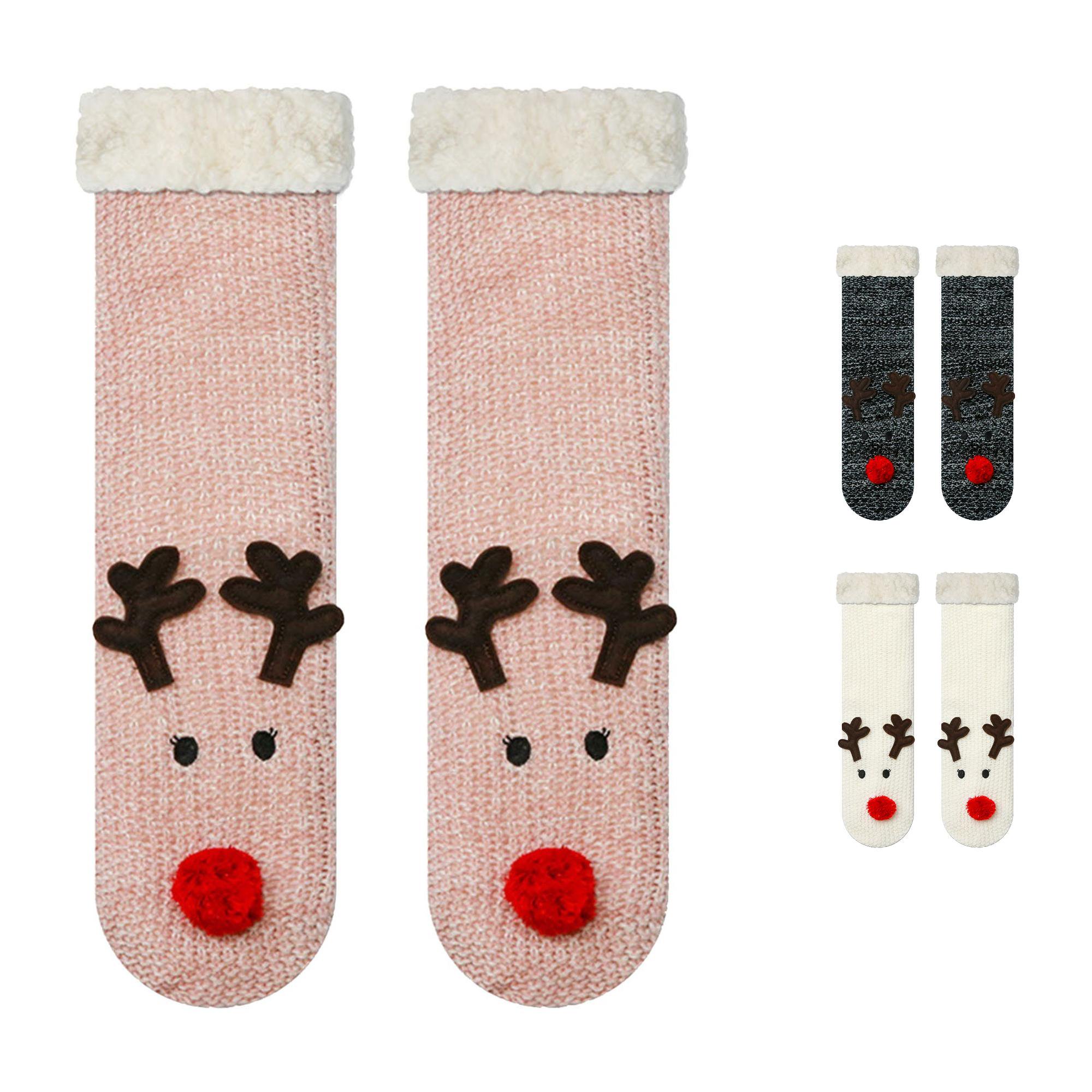 Christmas Sock Cozy Thick Knit Winter Knee High Stockings With Lined Thermal Floor Socks For Cold Days Home Comfort