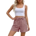 thumbnail image 5 of Inleife Women's Striped Printed Shorts Linen Drawstring Elastic Waist Casual Shorts with Pocket for Spring Summer, 5 of 5
