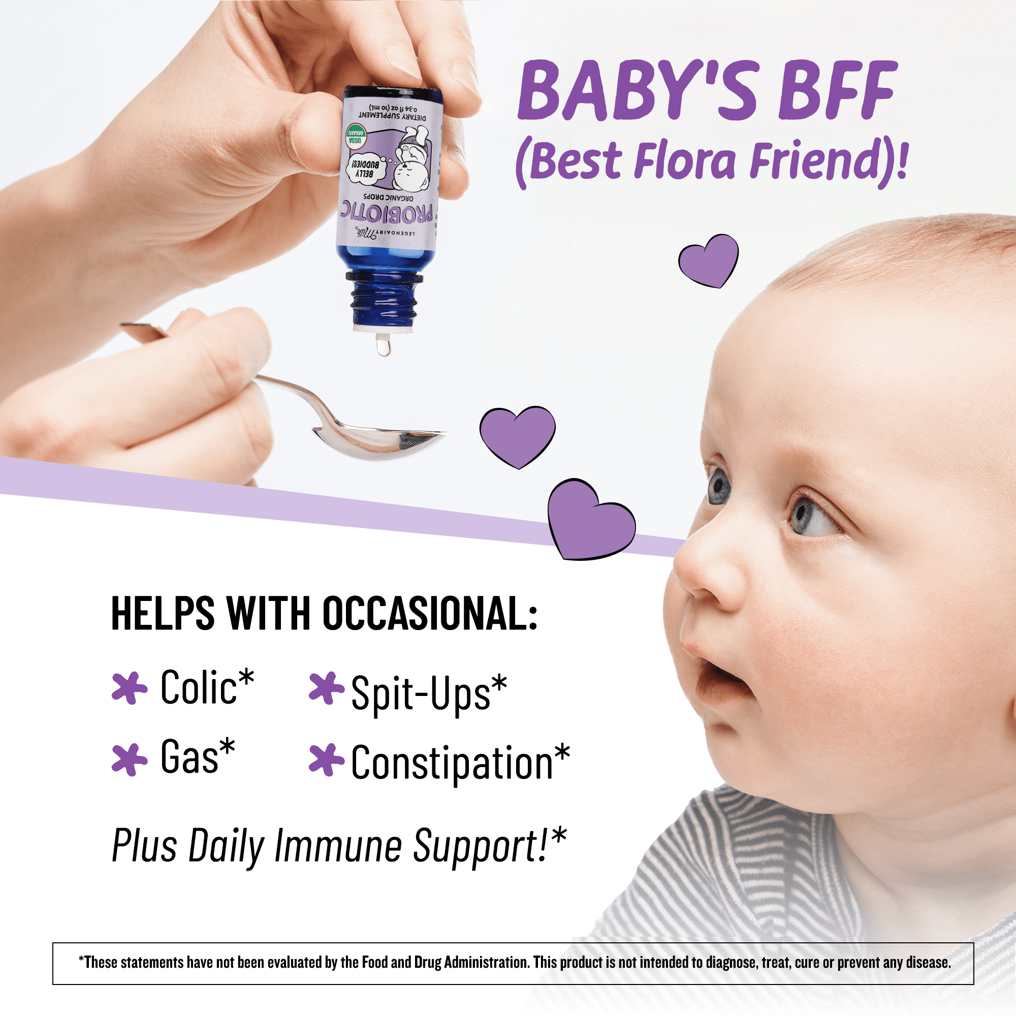 Legendairy Milk Organic Baby Probiotic Drops, Digestive Support for Infants, 0.34 fl oz